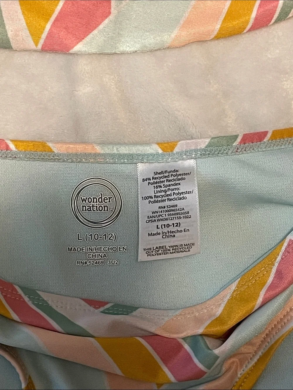 wonder nation Pastel Multi-Stripe Tankini Set in Pink, Yellow & Blue